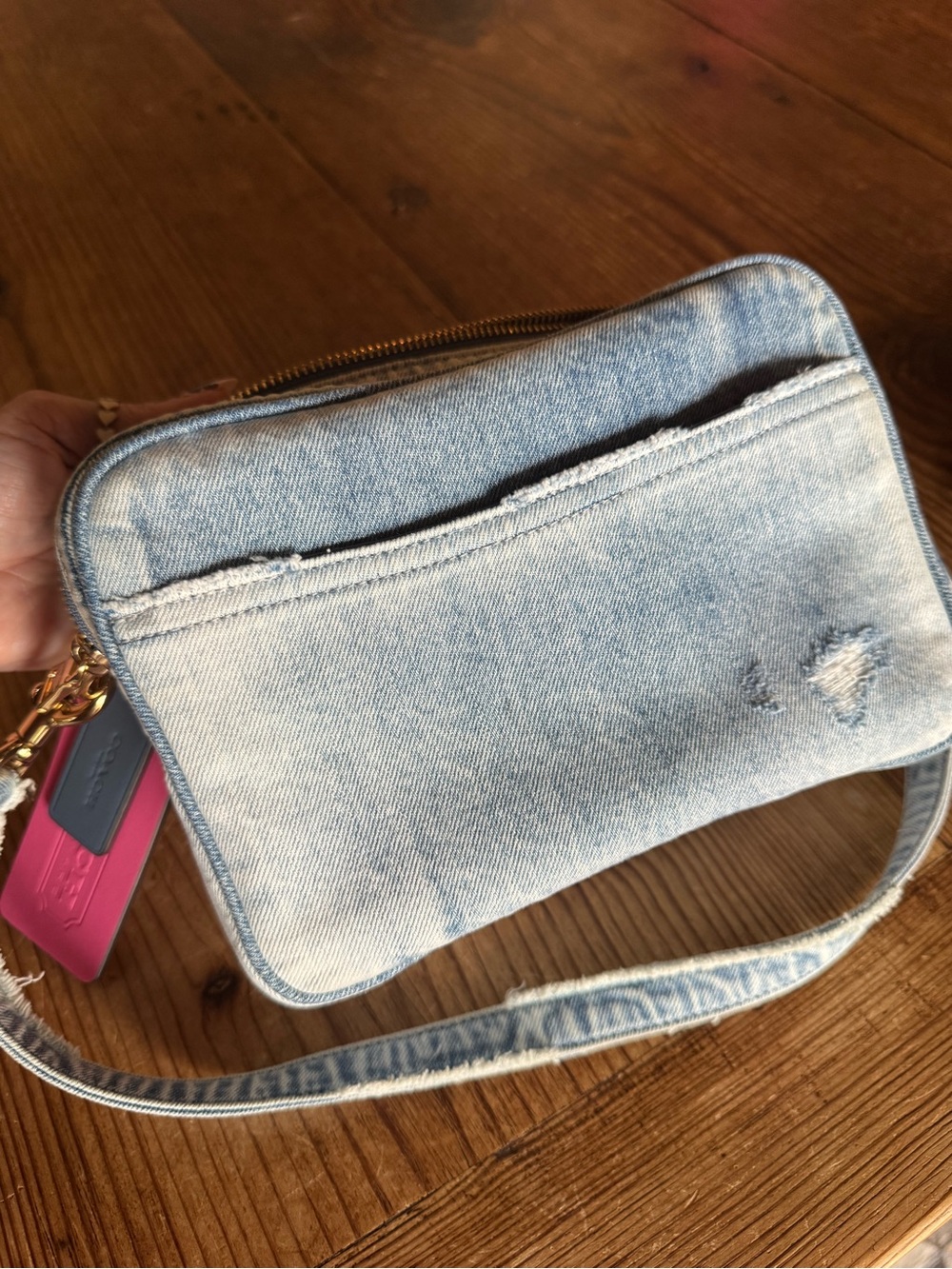 Coach Carey Crossbody Bag in Loved Denim Light Indigo CEK67 - Picture 5 of 14